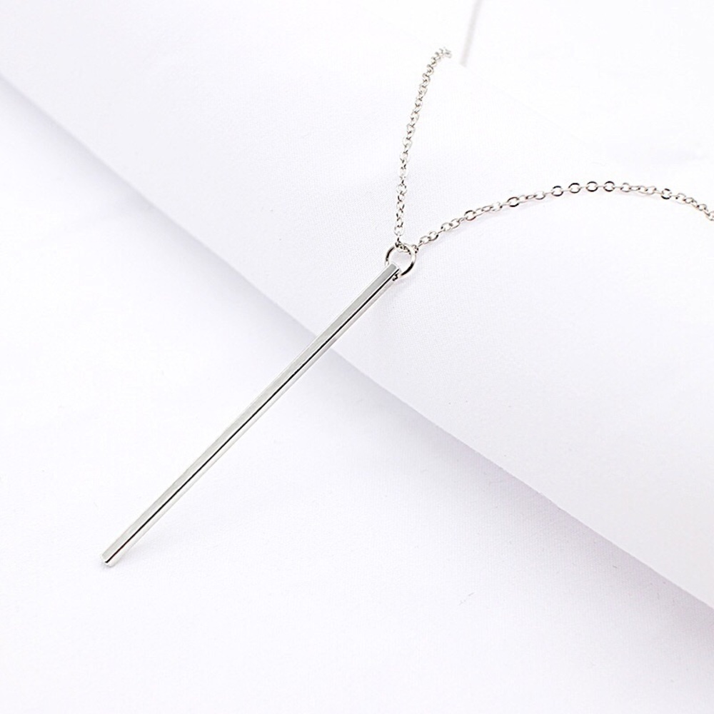 Vertical Gold Silver Bar Necklace - Picture 6 of 6